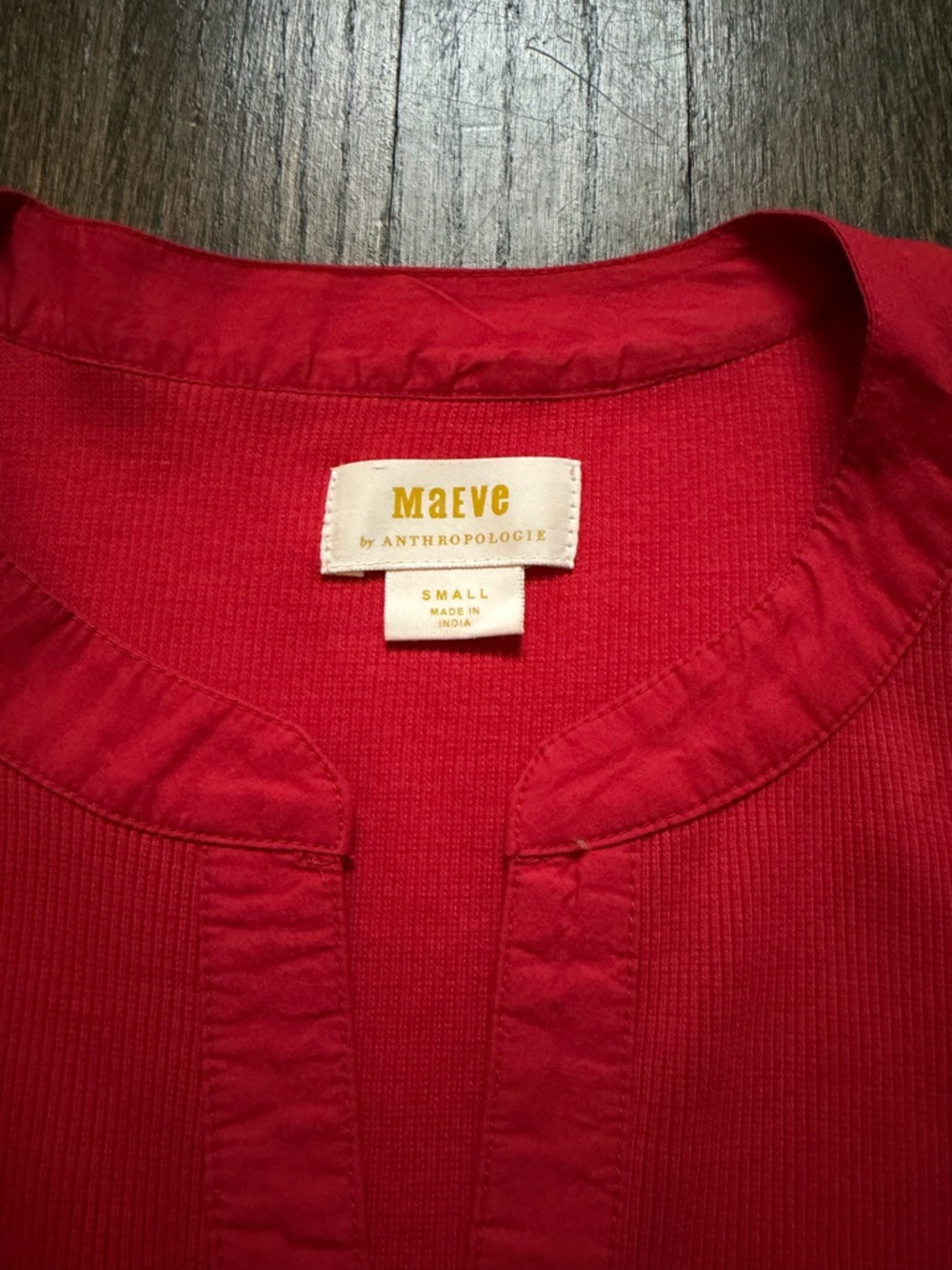 Anthropologie Girls' Bright Red 3/4 Sleeve Ruffle-Trim Top - Picture 2 of 6